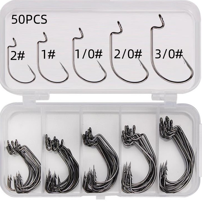 Fishing Lure Spinnerbait - 50Pcs/Box High Carbon Steel Fishing Hooks